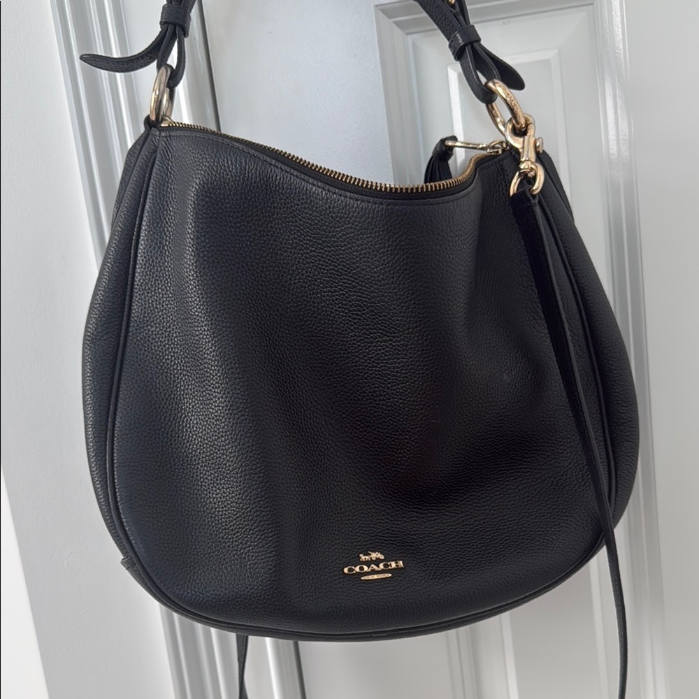 Coach Black Hobo Bag with Adjustable Strap and Gold Hardware